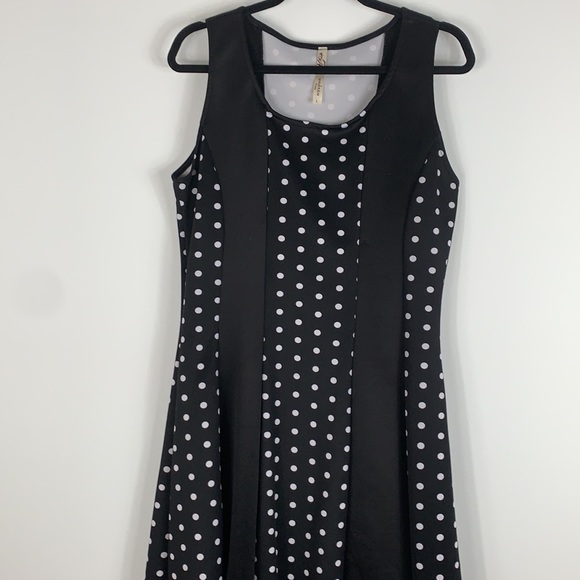 Andrea black/white polka dot sleeveless dress Lg - Picture 2 of 6